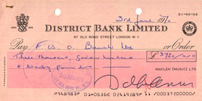 John Lennon signed check