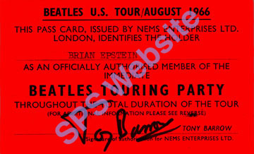 Brian Epsteins tour pass