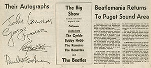 Beatles in Seattle Newspaper article